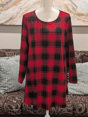Red & Black Plaid Long Sleeve Top